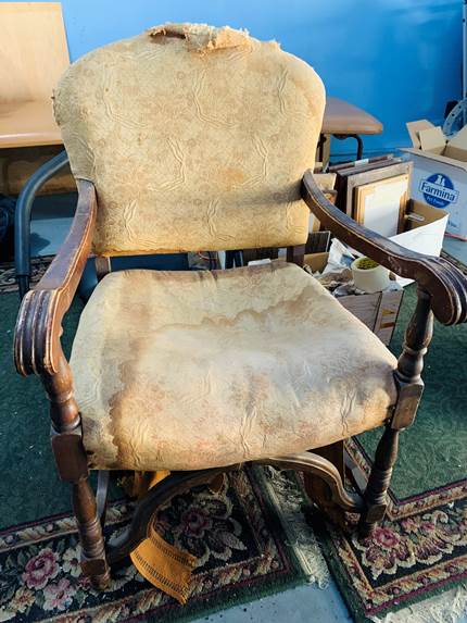 Family Heirloom Chair Refinished & Upholstered in Long Beach, CA
