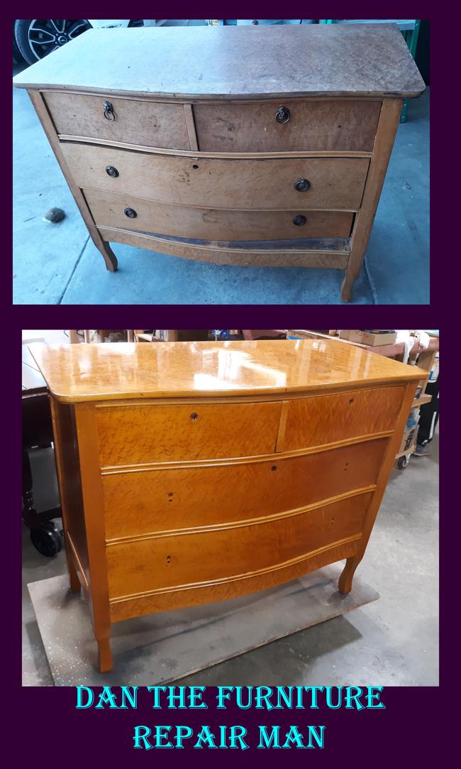 Maple Burl Wood Dresser Restoration in Santa Monica, CA